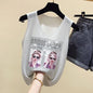 Glitter Print Tank Top - White One Size -