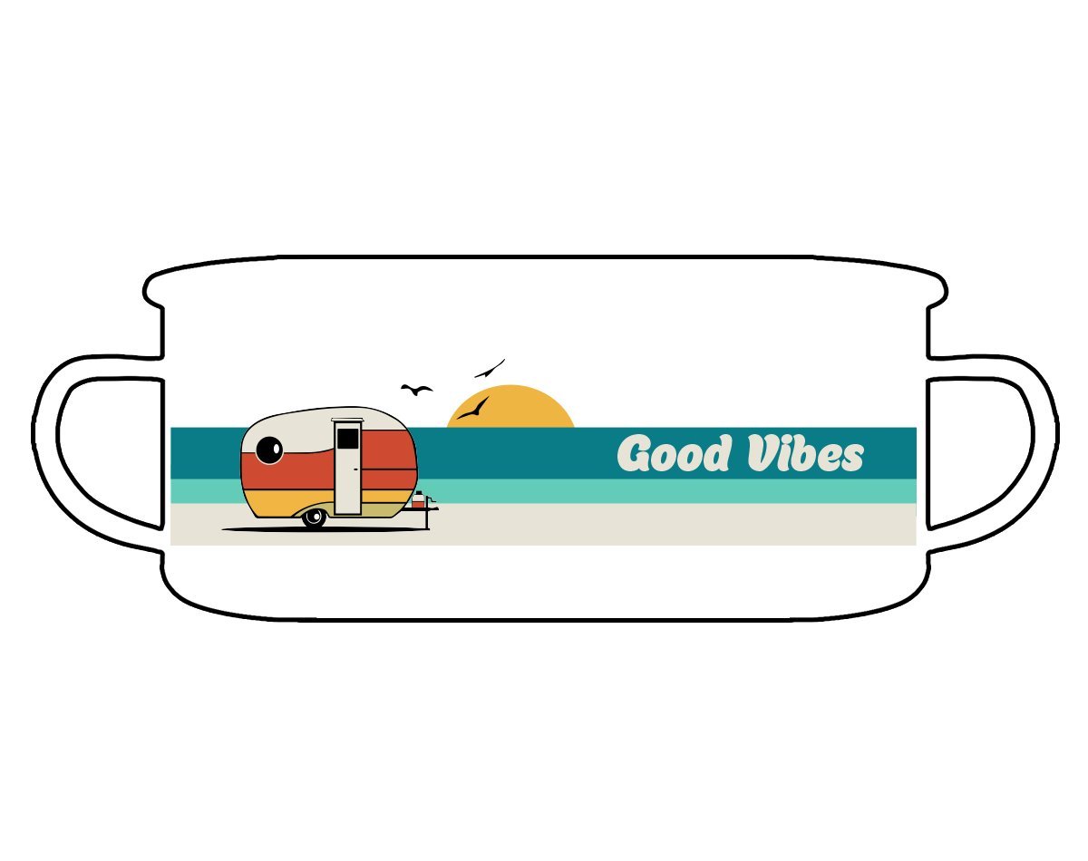 Good Vibes Retro Enamel Camp Mug - - Mug