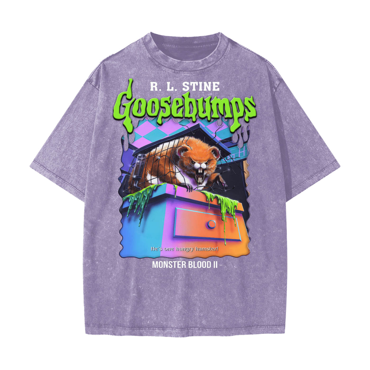 Goosebumps Monster Blood II Heavyweight Snow Washed T-Shirt - Light Purple - gymwear