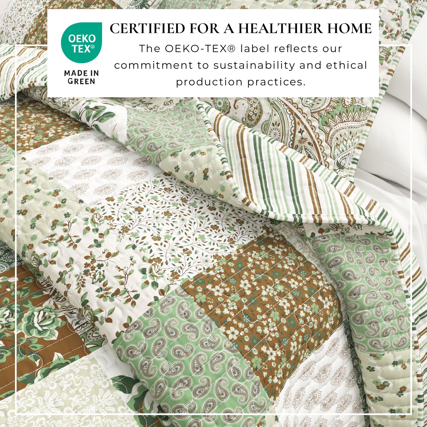 Floral Patchwork Quilt Set - Damia Collection - - Quilts & Comforters