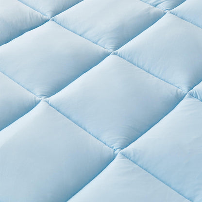 2 Inch Thick Cooling Mattress Pad - Finley Collection - Light Blue -