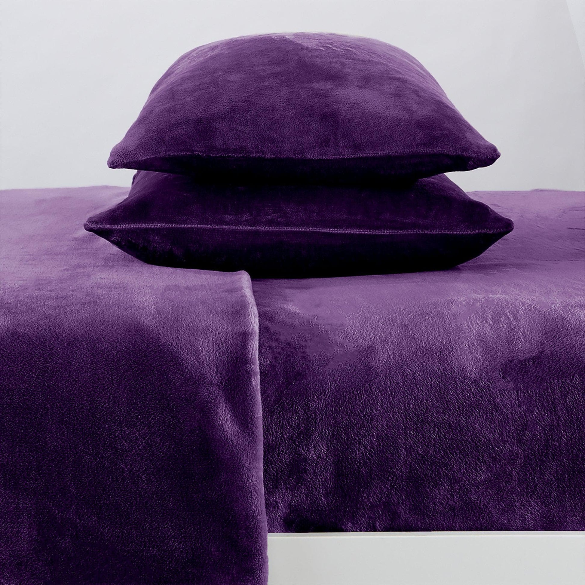 Solid Jewel-Toned Plush Sheet - Velvet Luxe Collection - Purple - Sheet Sets