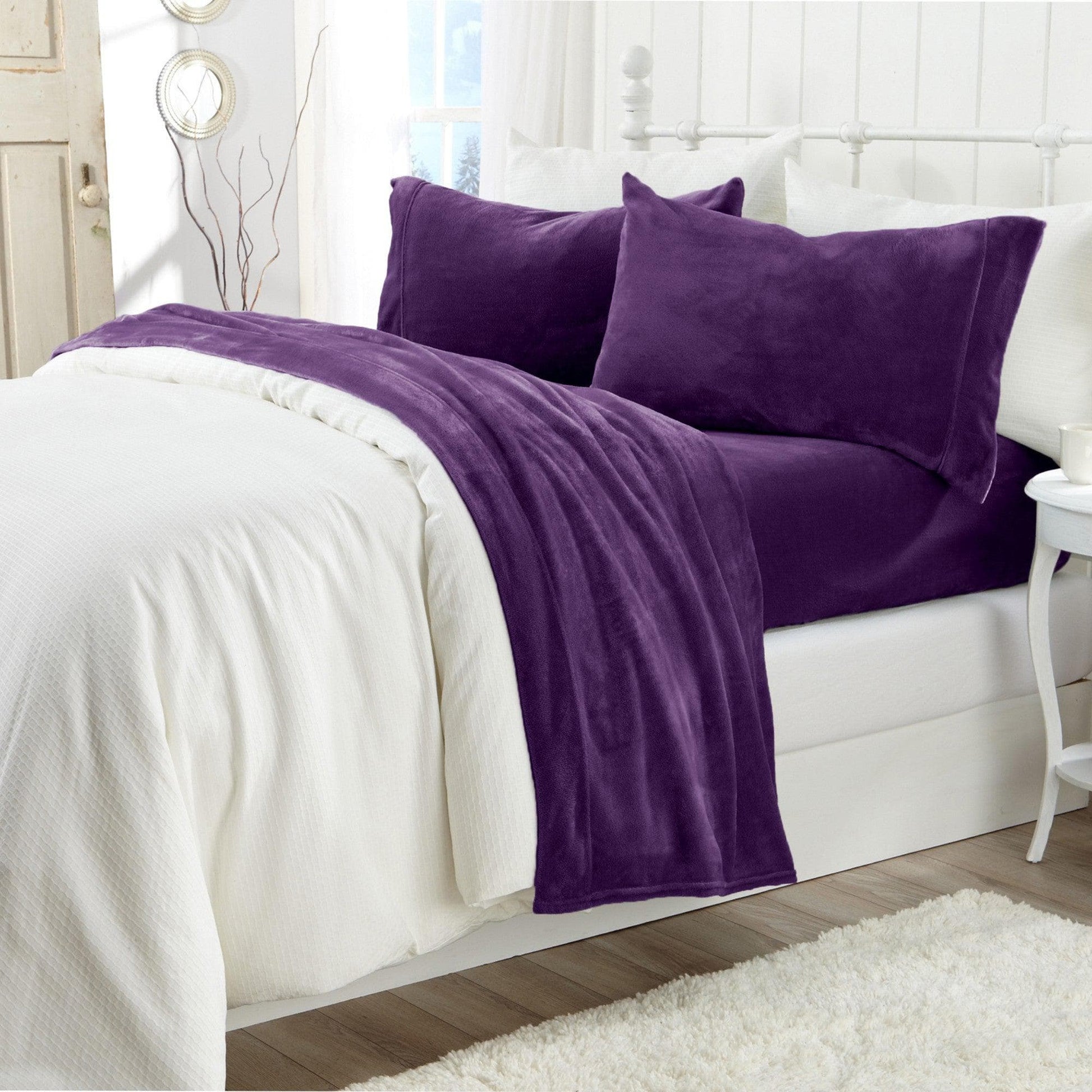 Solid Jewel-Toned Plush Sheet - Velvet Luxe Collection - -