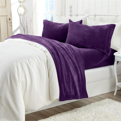 Solid Jewel-Toned Plush Sheet - Velvet Luxe Collection - -