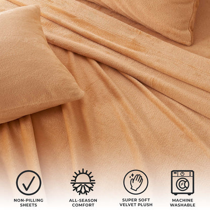 Solid Jewel-Toned Plush Sheet - Velvet Luxe Collection - -