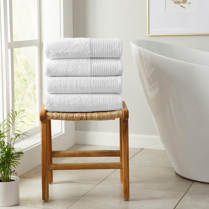 4 Pack Cotton Bath Towels - Kasper Collection - Bath Towel (Pack of 4) White - Bath Towels