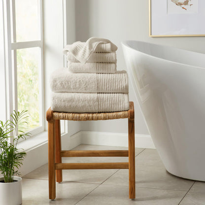6 Piece Set Cotton Bath Towels - Kasper Collection - 6 Piece Set Oatmeal - Bath Towels