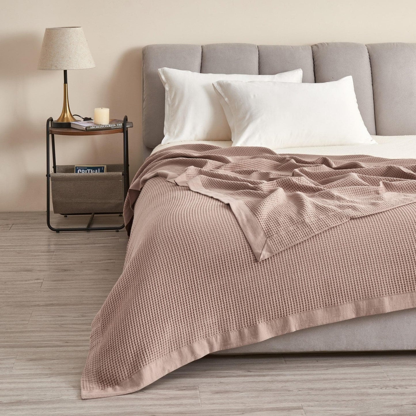 100% Cotton Small Waffle Weave Blanket - Hazel Collection - Redwood - Blankets