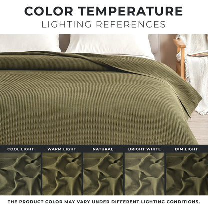 100% Cotton Small Waffle Weave Blanket - Hazel Collection - - Blankets