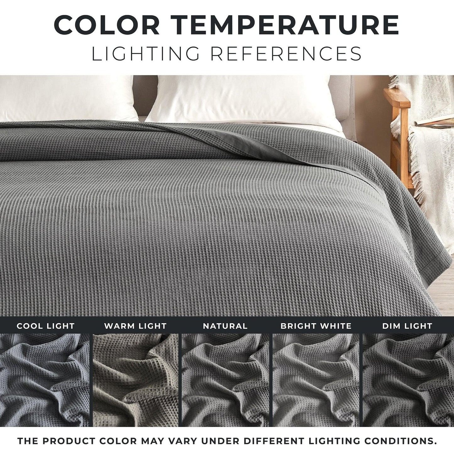 100% Cotton Small Waffle Weave Blanket - Hazel Collection - - Blankets