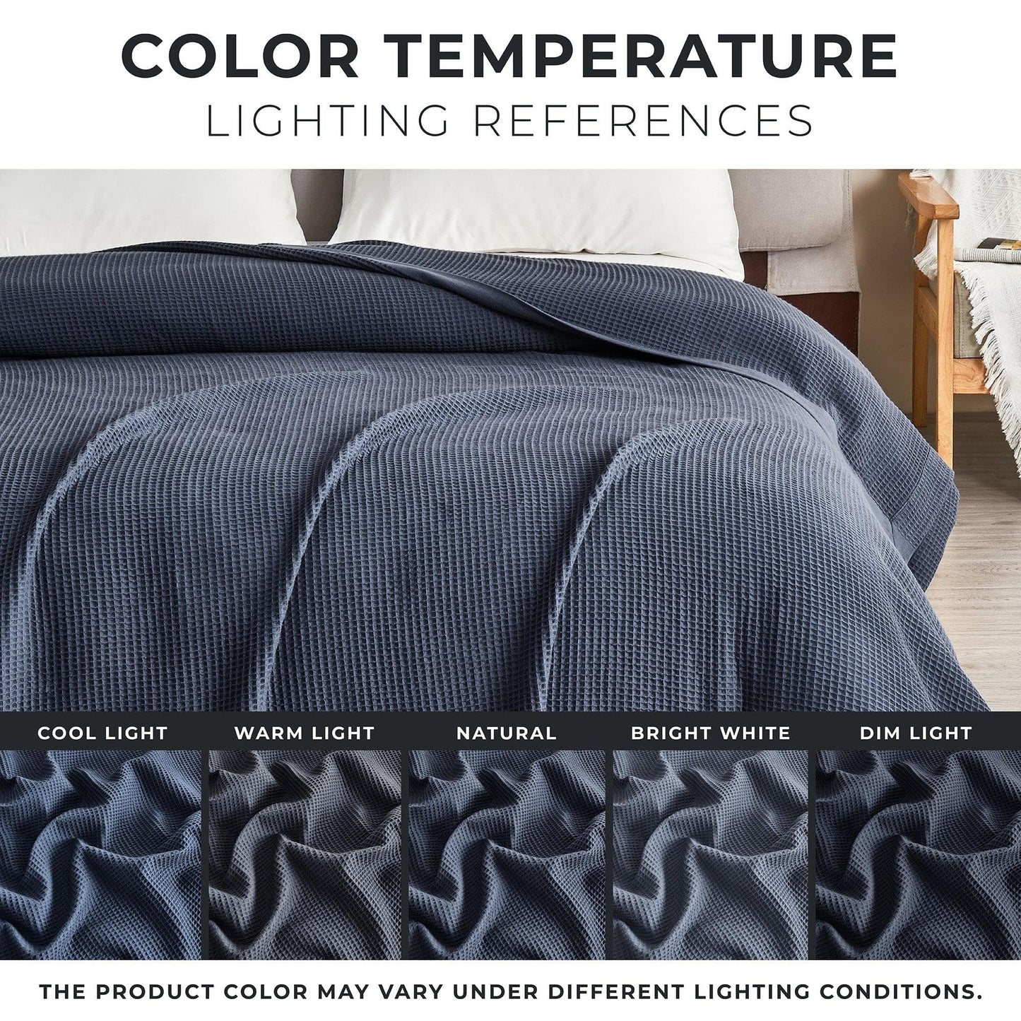 100% Cotton Small Waffle Weave Blanket - Hazel Collection - - Blankets