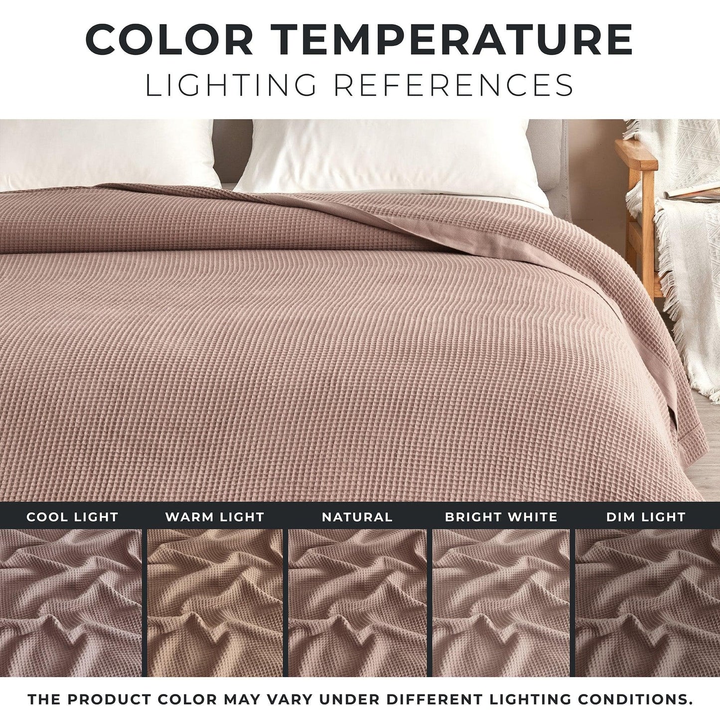 100% Cotton Small Waffle Weave Blanket - Hazel Collection - - Blankets