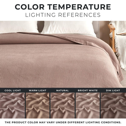 100% Cotton Small Waffle Weave Blanket - Hazel Collection - - Blankets