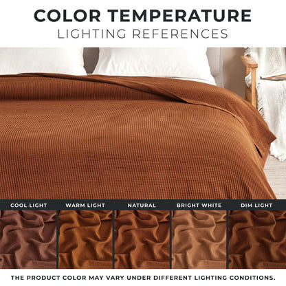 100% Cotton Small Waffle Weave Blanket - Hazel Collection - - Blankets