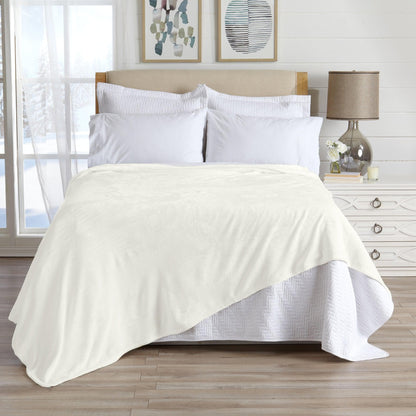 Velvet Plush Blanket - Avianna Collection - Winter White - Blankets