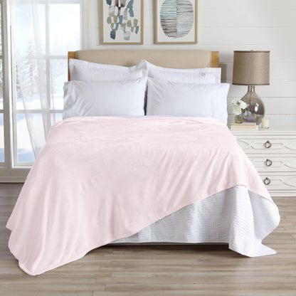 Velvet Plush Blanket - Avianna Collection - 50" x 70" Throw Pale Pink - Blankets