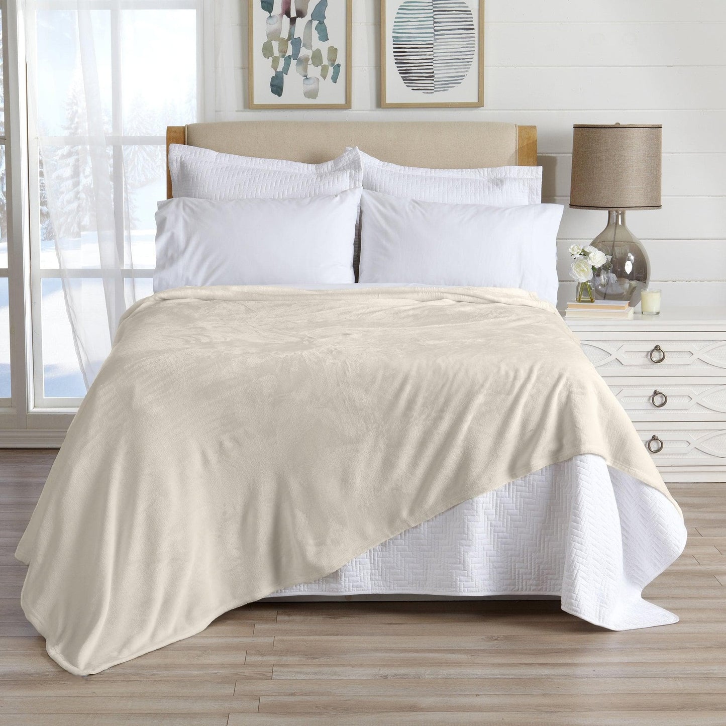 Velvet Plush Blanket - Avianna Collection - Taupe - Blankets