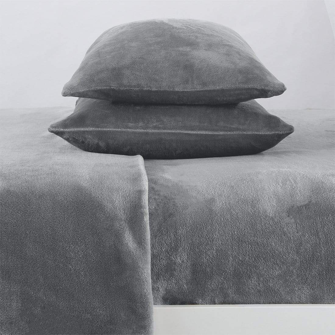 Solid Plush Sheet - Velvet Luxe Collection - Grey - Sheets