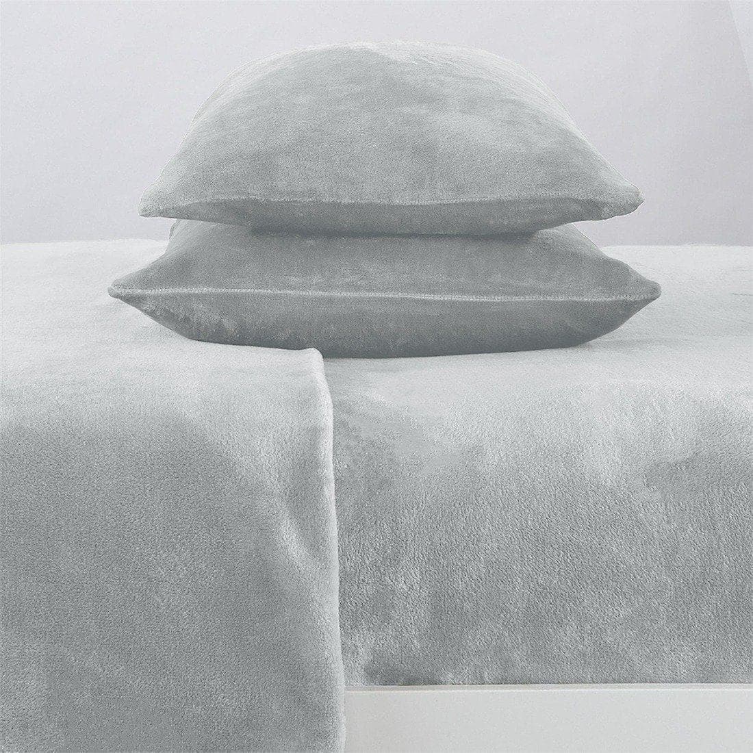 Solid Plush Sheet - Velvet Luxe Collection - Light Grey - Sheets