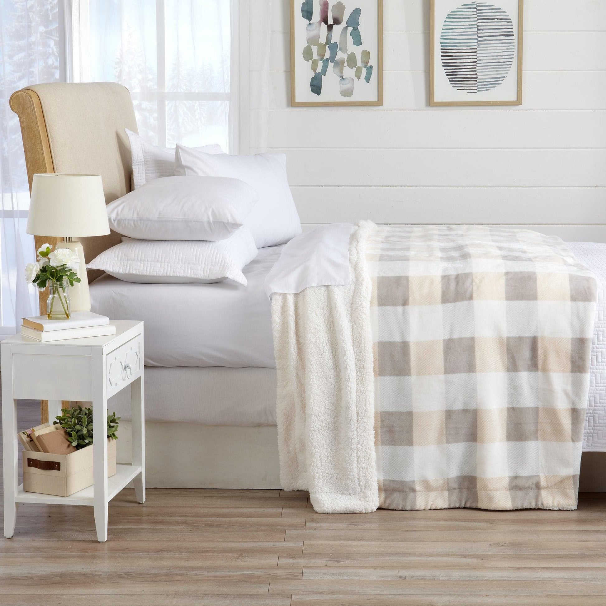 Velvet Plush Sherpa Luxury Bed Blanket - Kinsley Collection - -