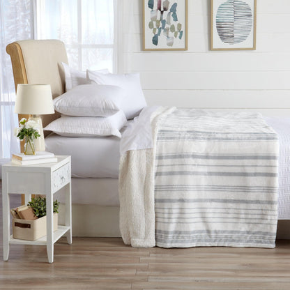 Velvet Plush Sherpa Luxury Bed Blanket - Kinsley Collection - -