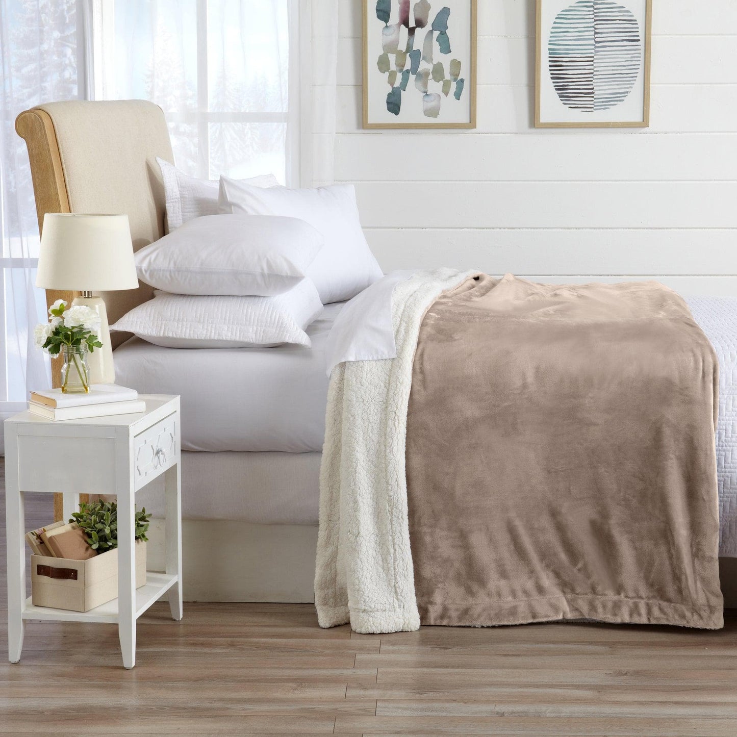 Velvet Plush Sherpa Luxury Bed Blanket - Kinsley Collection - -