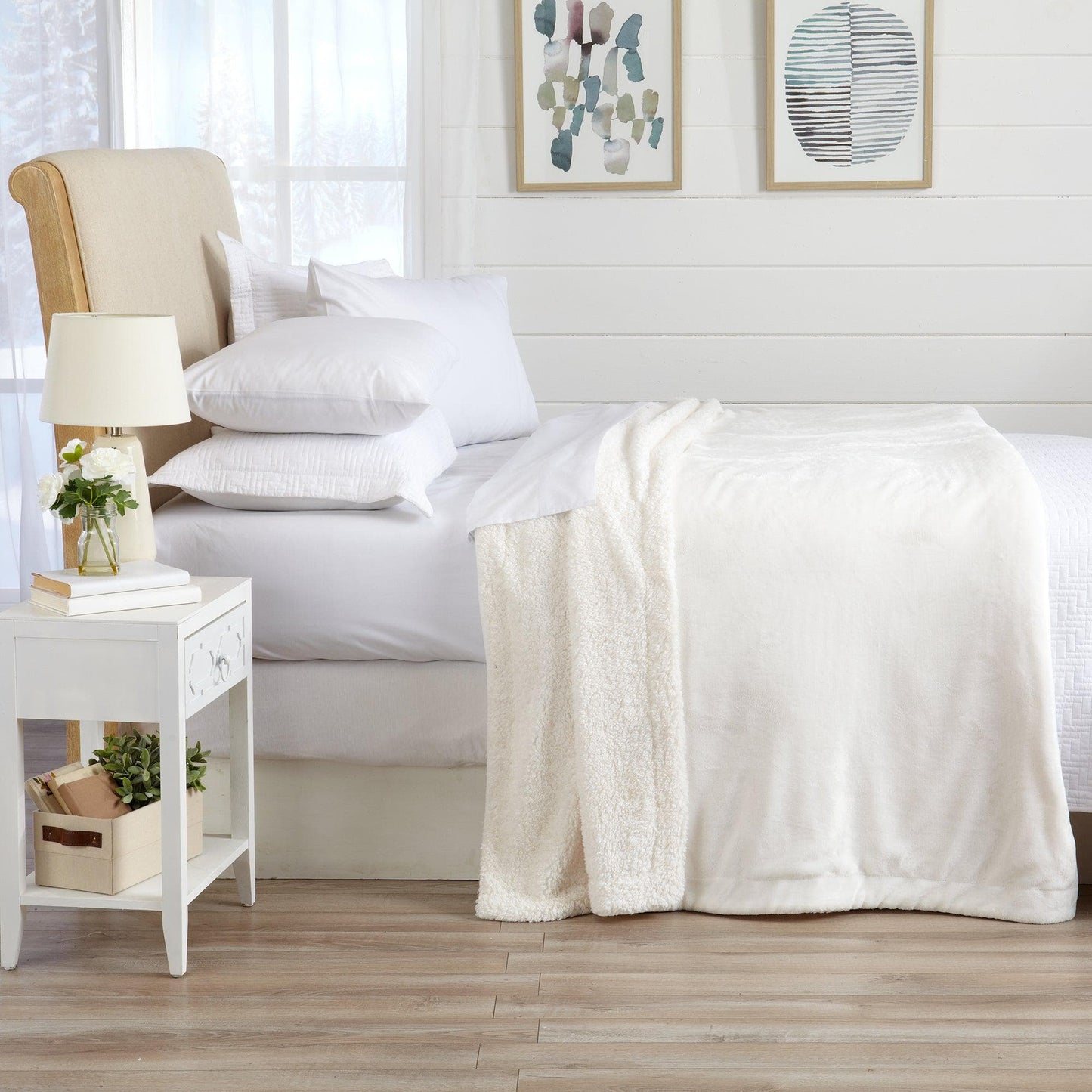 Velvet Plush Sherpa Luxury Bed Blanket - Kinsley Collection - -