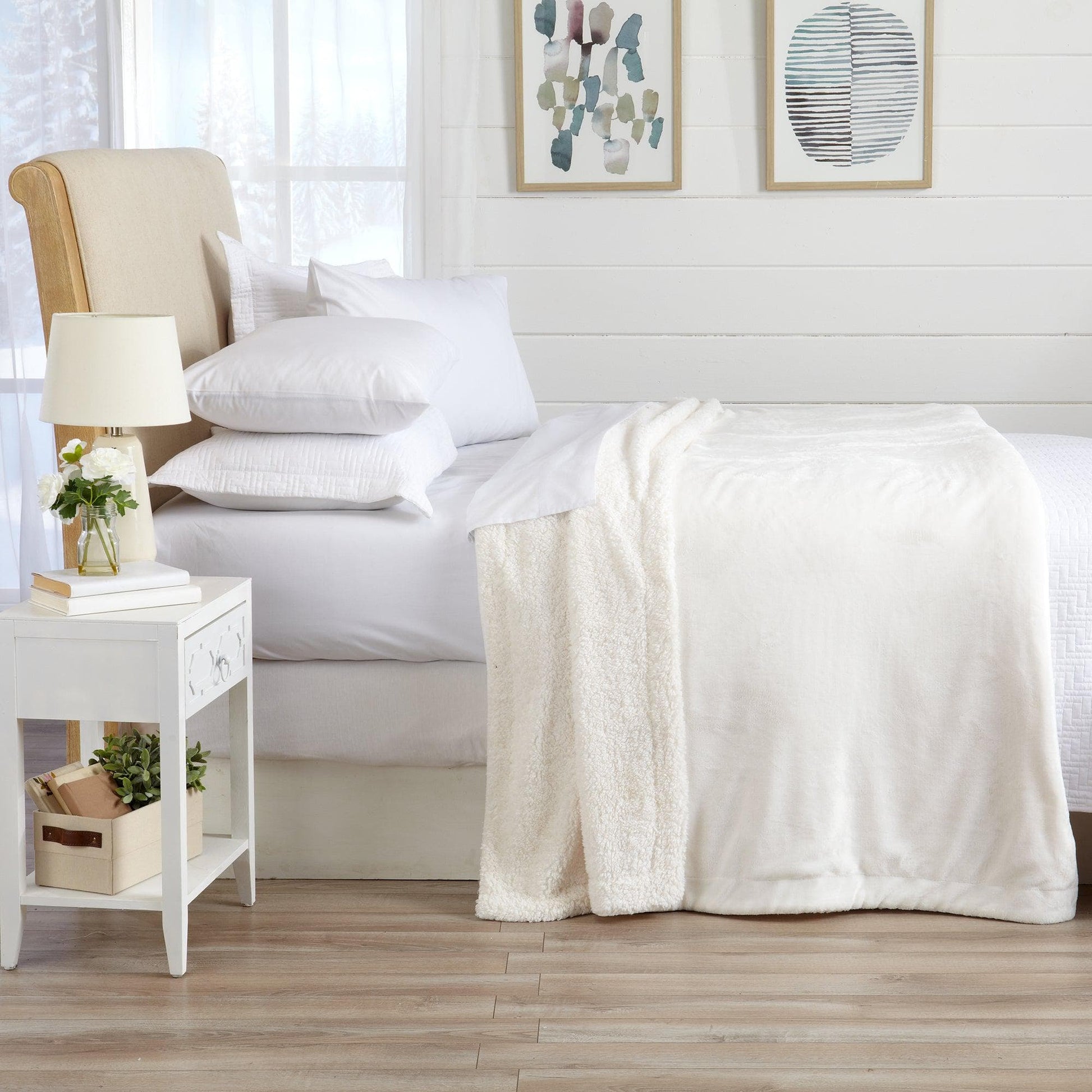 Velvet Plush Sherpa Luxury Bed Blanket - Kinsley Collection - -