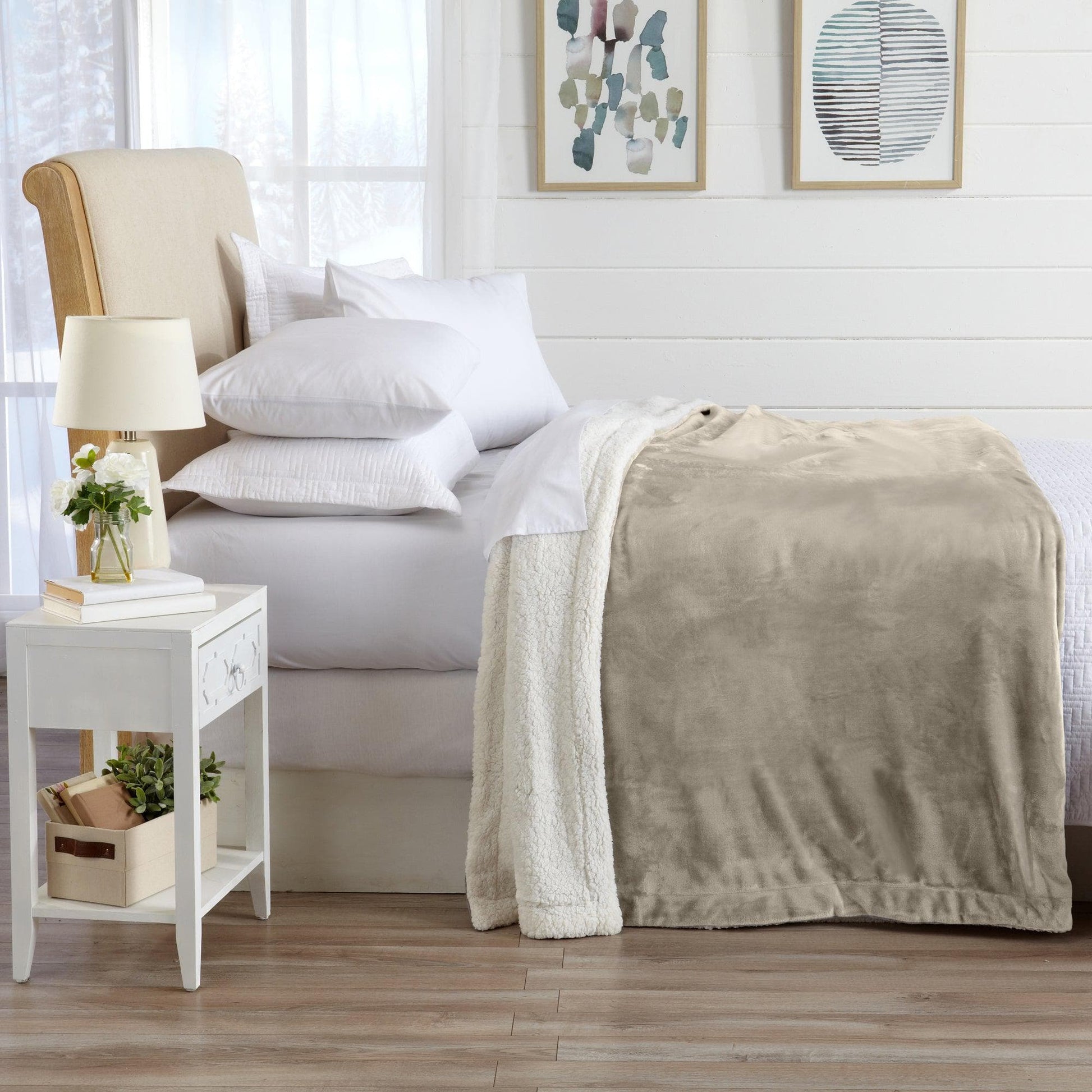 Velvet Plush Sherpa Luxury Bed Blanket - Kinsley Collection - -