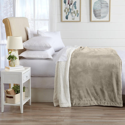Velvet Plush Sherpa Luxury Bed Blanket - Kinsley Collection - -