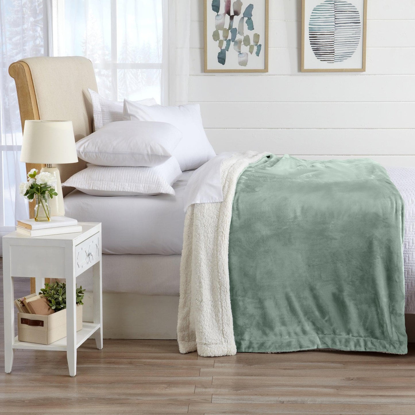 Velvet Plush Sherpa Luxury Bed Blanket - Kinsley Collection - -