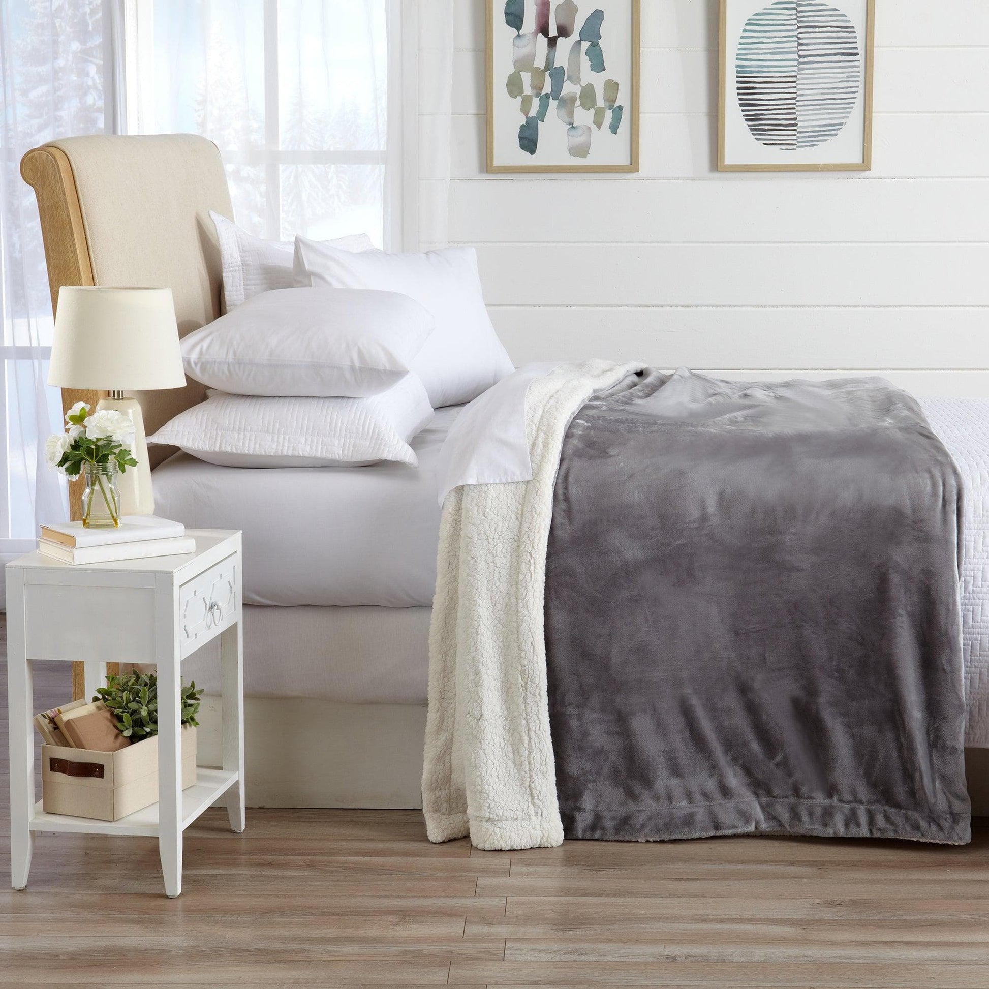 Velvet Plush Sherpa Luxury Bed Blanket - Kinsley Collection - -