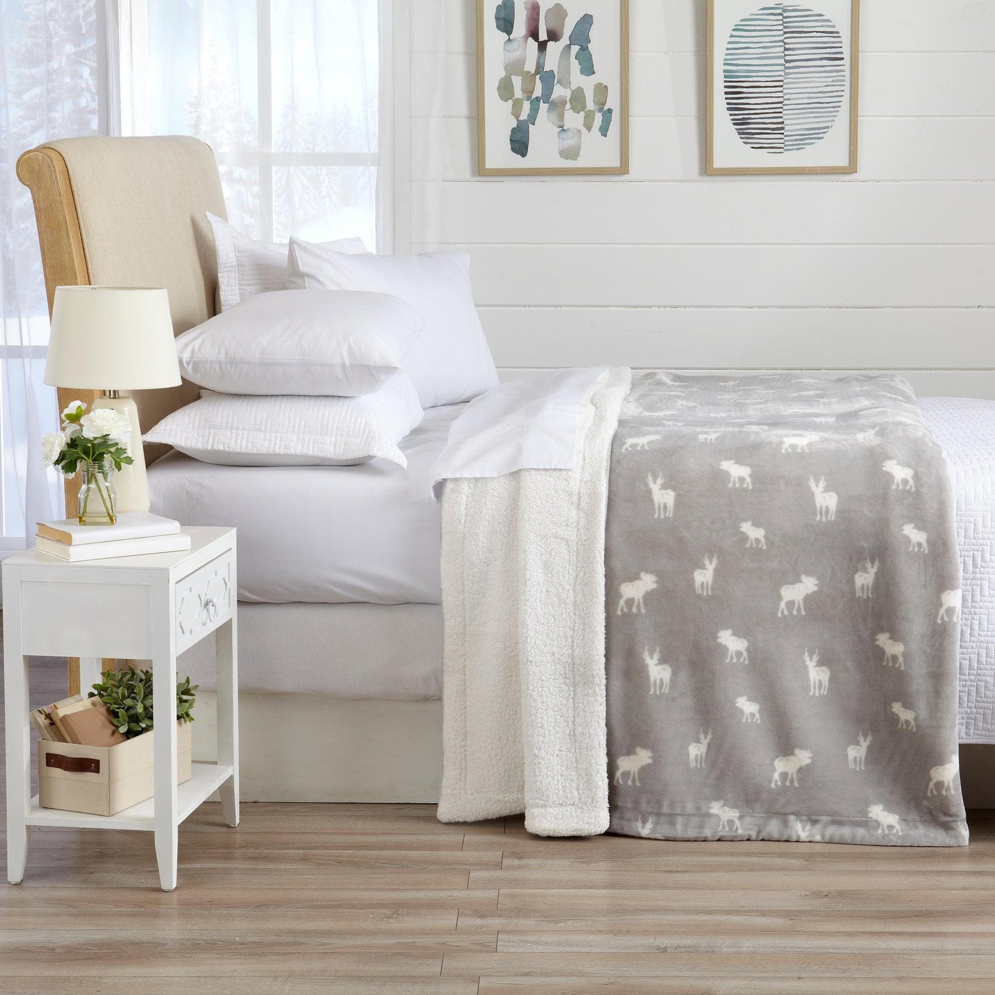 Velvet Plush Sherpa Luxury Bed Blanket - Kinsley Collection - -