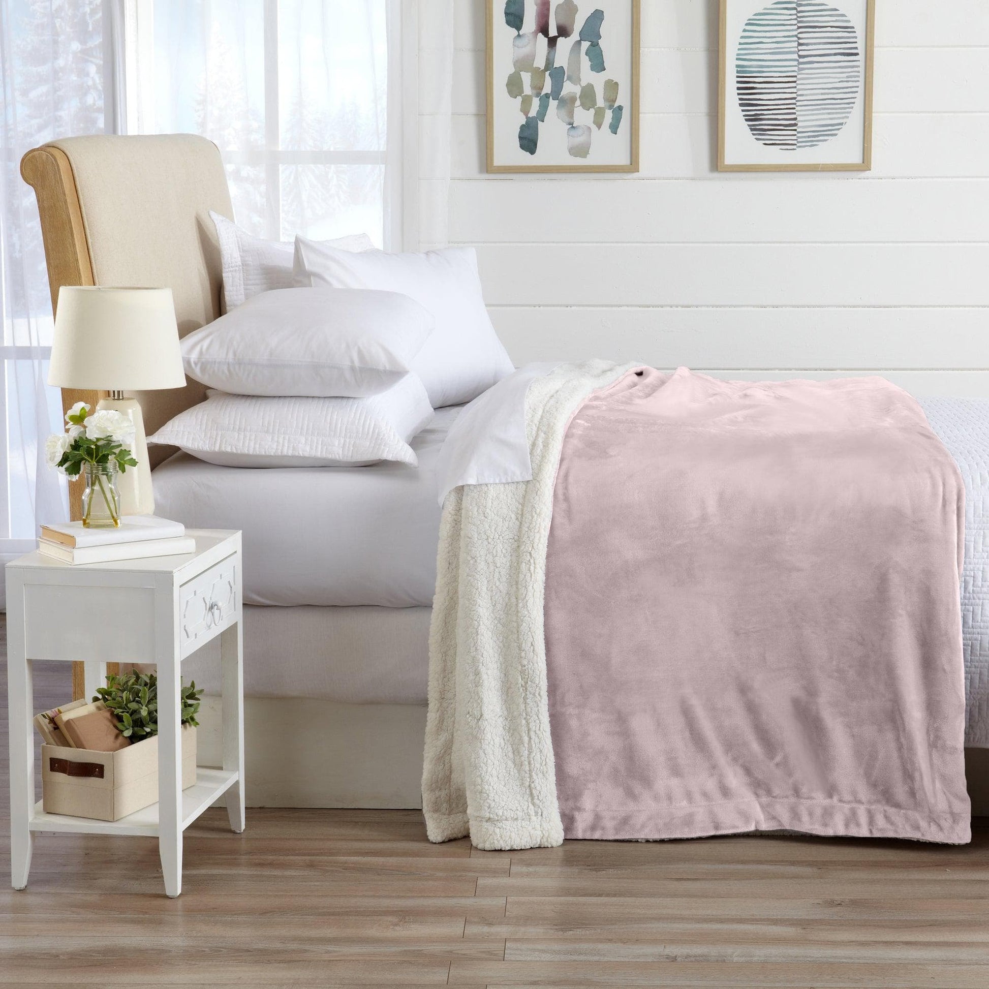 Velvet Plush Sherpa Luxury Bed Blanket - Kinsley Collection - -