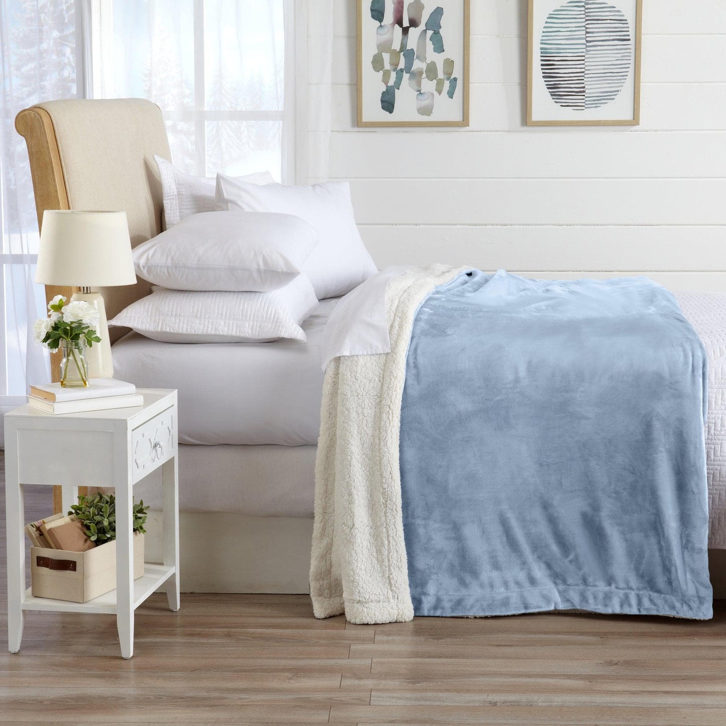 Velvet Plush Sherpa Luxury Bed Blanket - Kinsley Collection - -