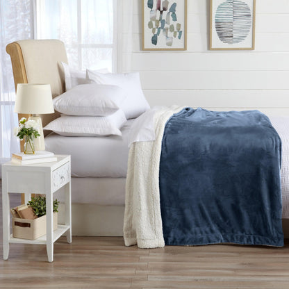 Velvet Plush Sherpa Luxury Bed Blanket - Kinsley Collection - -
