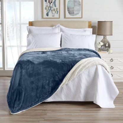 Velvet Plush Sherpa Luxury Bed Blanket - Kinsley Collection - -