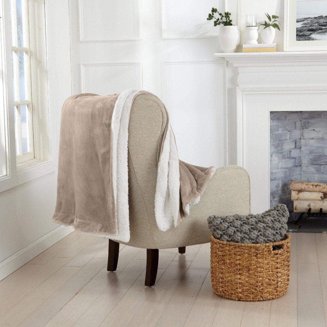 Velvet Plush Sherpa Luxury Bed Blanket - Kinsley Collection - -