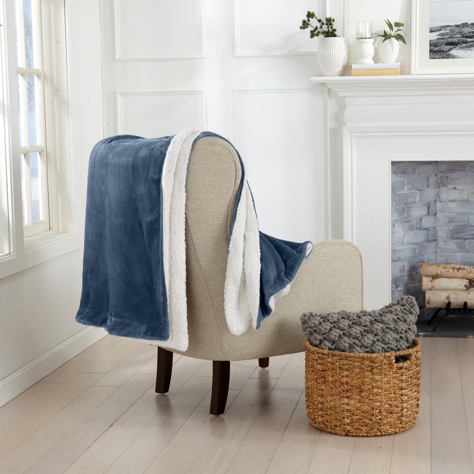 Velvet Plush Sherpa Luxury Bed Blanket - Kinsley Collection - -