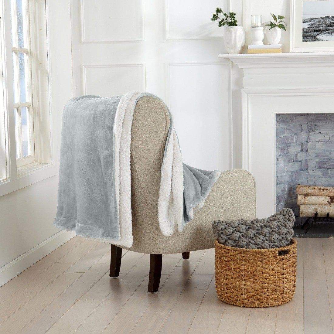 Velvet Plush Sherpa Luxury Bed Blanket - Kinsley Collection - -