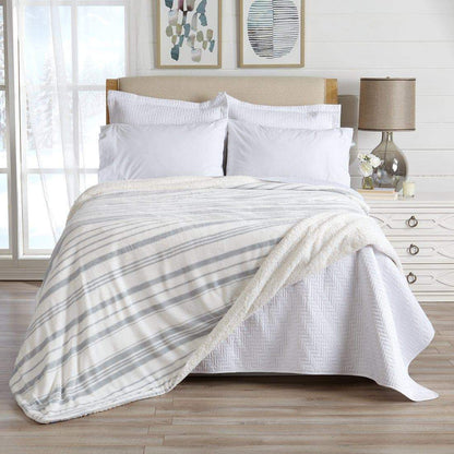 Velvet Plush Sherpa Luxury Bed Blanket - Kinsley Collection - -