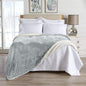Velvet Plush Sherpa Luxury Bed Blanket - Kinsley Collection - Glacier Grey -