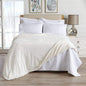Velvet Plush Sherpa Luxury Bed Blanket - Kinsley Collection - Optic White -