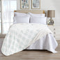 Velvet Plush Sherpa Luxury Bed Blanket - Kinsley Collection - Pale Blue Snowflake -