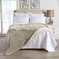 Velvet Plush Sherpa Luxury Bed Blanket - Kinsley Collection - Full Queen Taupe -