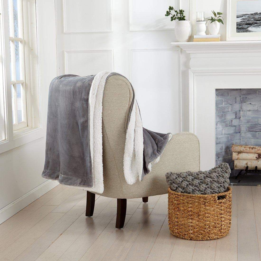 Velvet Plush Sherpa Luxury Bed Blanket - Kinsley Collection - -