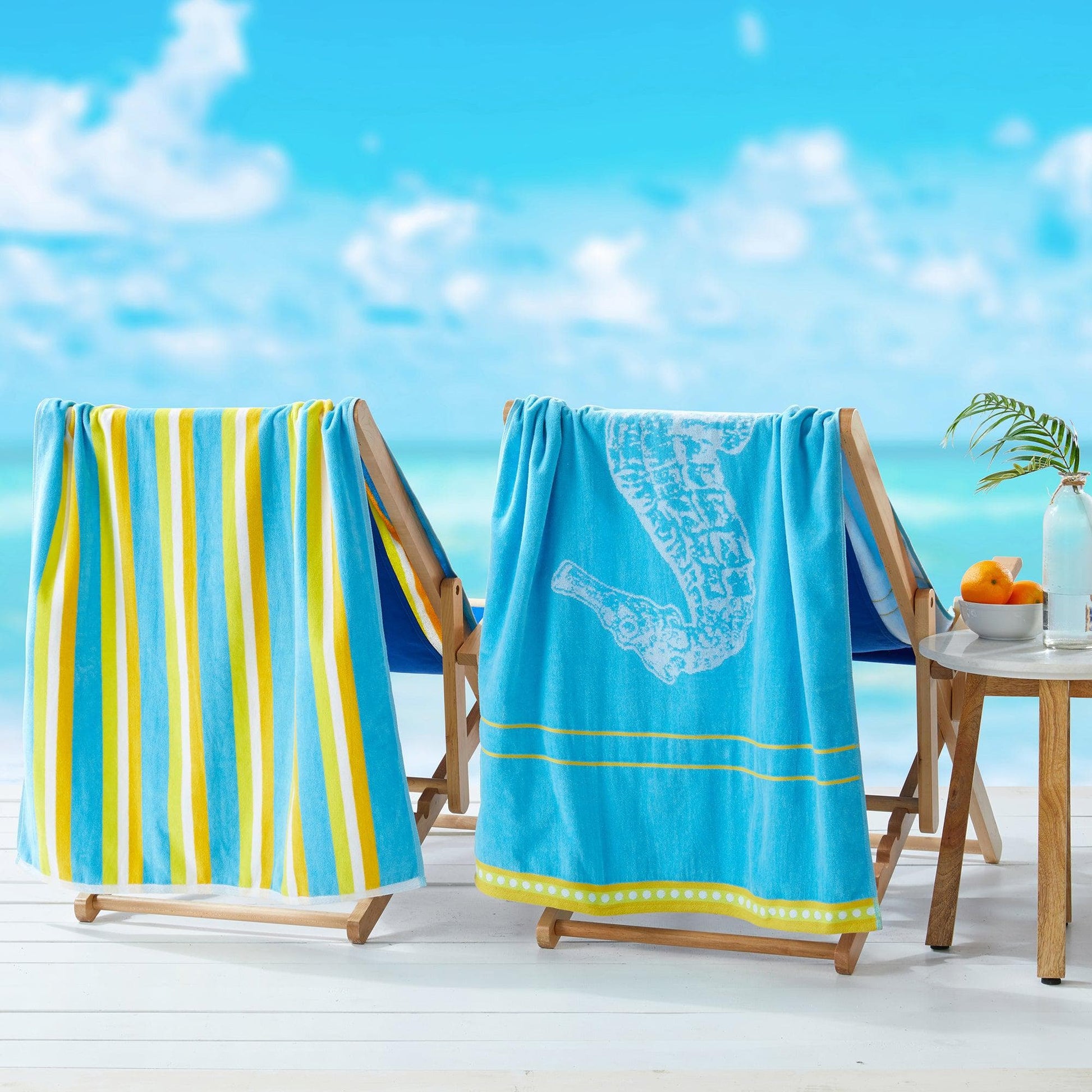 2 Pack 100% Cotton Jacquard Beach Towels - Playa Collection - - Beach Towels