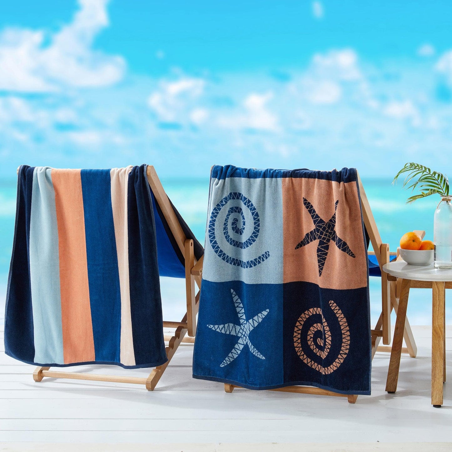 2 Pack 100% Cotton Jacquard Beach Towels - Playa Collection - - Beach Towels
