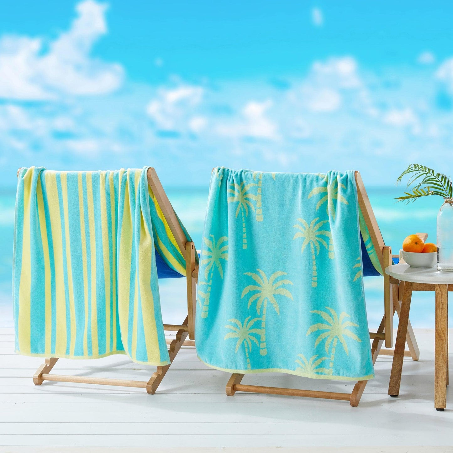 2 Pack 100% Cotton Jacquard Beach Towels - Playa Collection - - Beach Towels