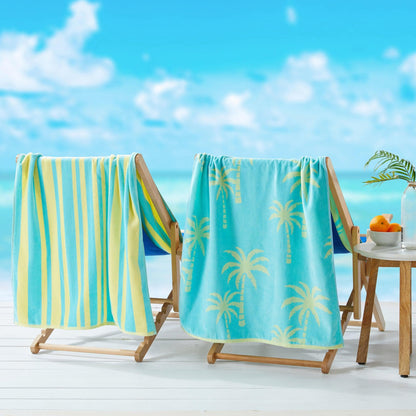2 Pack 100% Cotton Jacquard Beach Towels - Playa Collection - - Beach Towels